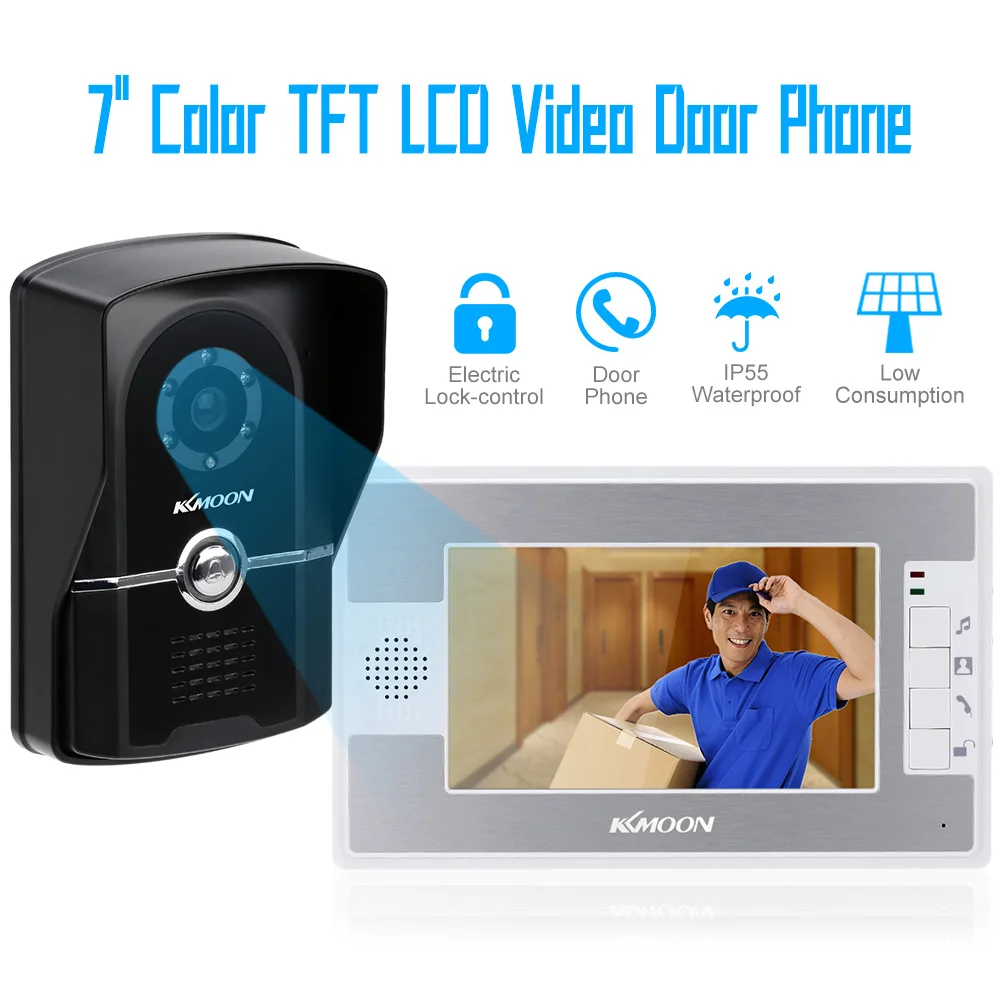 

7" TFT Color Video door phone Intercom Doorbell Home Security System Kit IR Camera monitor Speakerphone intercom