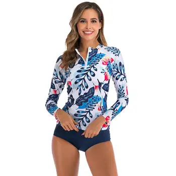 

2020 Modest long sleeve tankini swimsuit with shorts for women 2 pieces swimsuit UV protection bathing suit female plus size 2XL