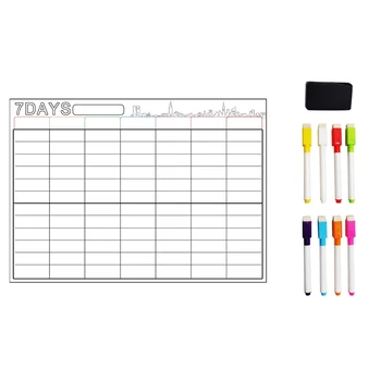 

17X12 Inch netic Dry Erase Calendar Set for Refrigerator, for Notes Weekly Planning Drawing Message Board - White