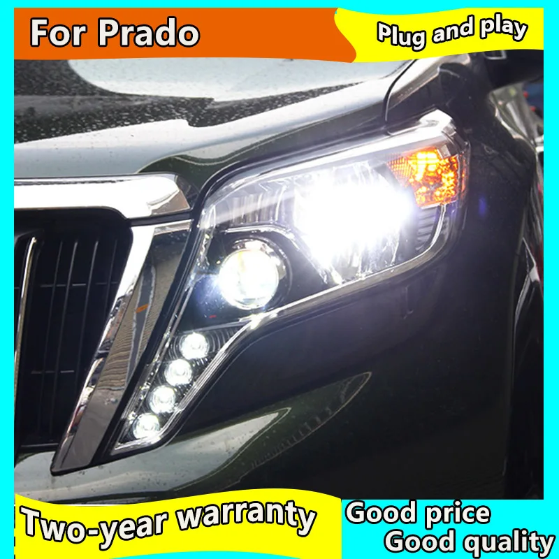 

Car styling for Toyota 2015-2017 Prado LED headlight LED DRL Hid Head Lamp Angel Eye Bi-Xenon double beam headlight Accessories