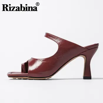

Rizabina New Fashion Women Sandals Genuine Leather Square Toe Women Summer Shoes Fashion Vacation Ladies Footwear Size 34-40