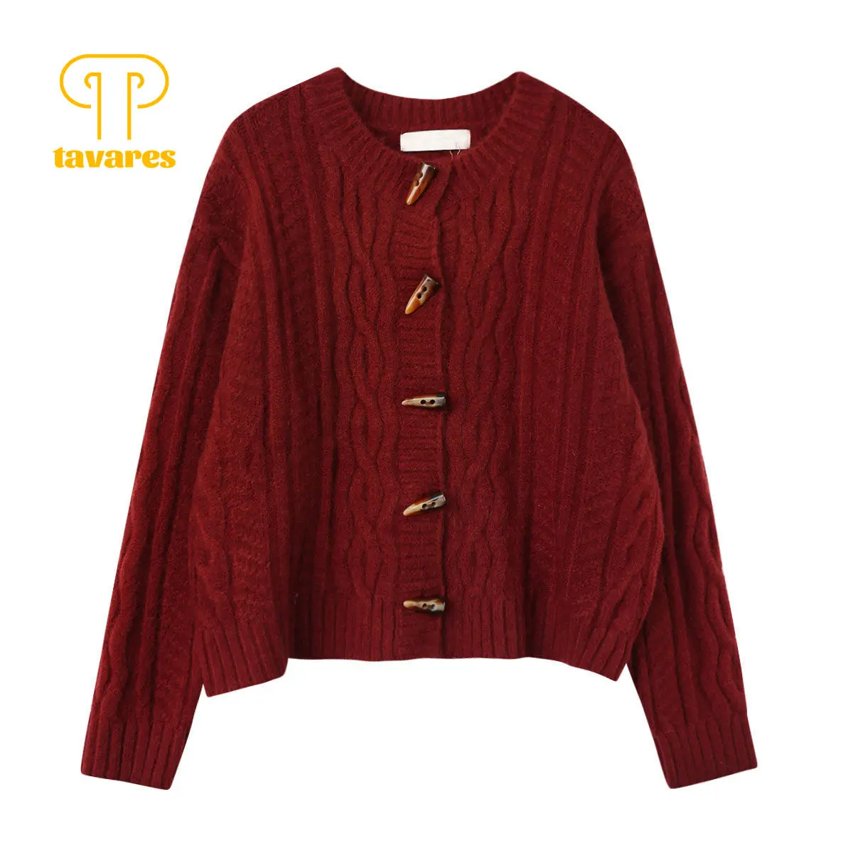 

TAVARES Cardigan Sweaters Spring Autumn Clothes Women Oversized Jacket Twist Coat Knitted Sweater Preppy Style Harajuku Fashion