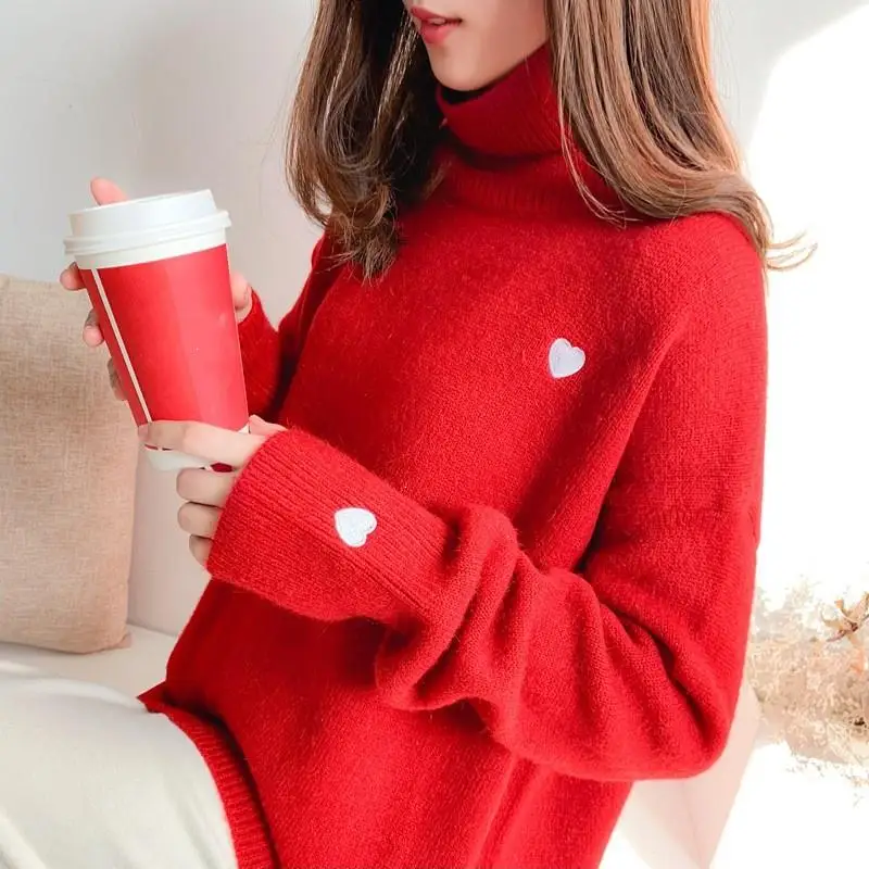 2019 пуловер с высоким воротом женский зимний свитер Корейская повседневная