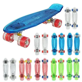 

22'' Cruiser Crystal Clear Board LED Light Up 1 x Wheels Outdoor Complete Deck Skateboard Adult Teenager Dancing skate board