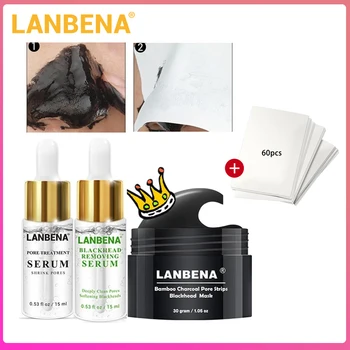 

LANBENA Charcoal Blackhead Remover Pore Strip Essence Black Mask Peel Off Peeling Acne Treatment Nose Cleanser Mask Black 3pcs
