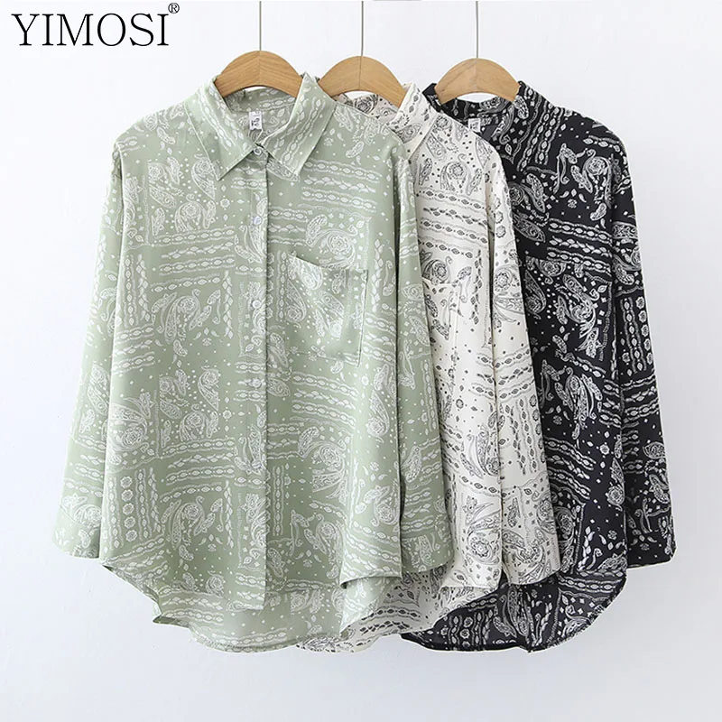 2022 Spring Autumn Floral Printed Women Chiffon Blouse Ladies Long Sleeve Casual Shirt Korean Vintage Chic Tops | Женская одежда