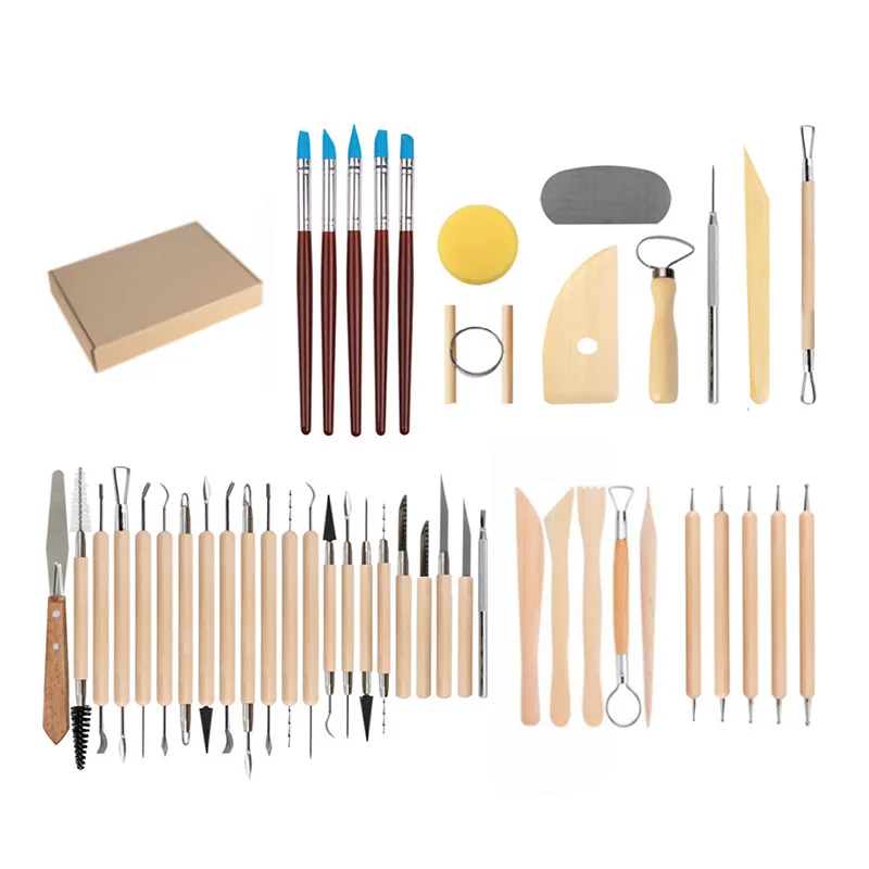 45x DIY Pottery Clay Sculpture Carving Modelling Ceramic Tools Kit Craft Set New 