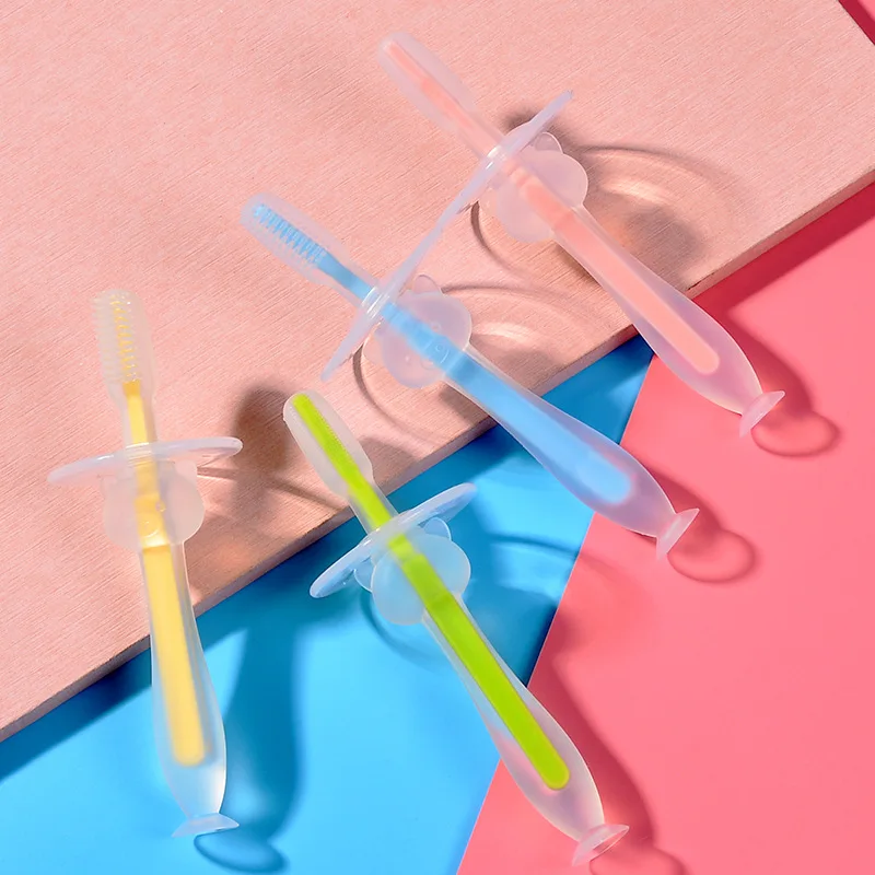 

For Children Soft Silicone Can Stand Tongue Toothbrush Infant Training Oral Dental Teeth Cleaning Care Hygiene Safety Brushes