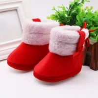 Infant Newborn Baby Boy Girl Winter Fur Snow Boots With Bow Tie Warm Shoes Mid-tube Booties 3