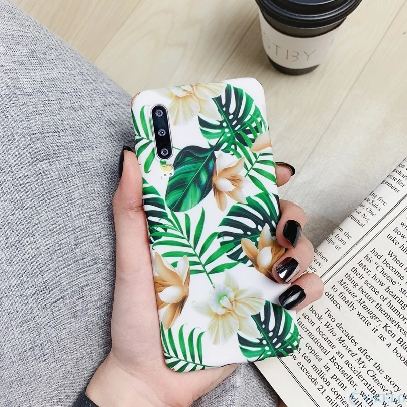 Светящиеся листья тропических растений чехол для huawei P20 P30 lite Pro Mate20 красочные цветочные задняя крышка Funda для Honor 10 Lite P Smart