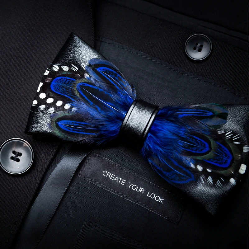 RBOCOTT Feather Bow Ties Men's Luxury Bowtie With Box Fashion Peacock Feather Bow Ties For Men Business Party Wedding