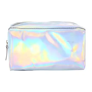 

1PC Cosmetic Bag Portable Square Sliver PU Makeup Bag Toiletry Case Cosmetic Bag for Lady Girls Women