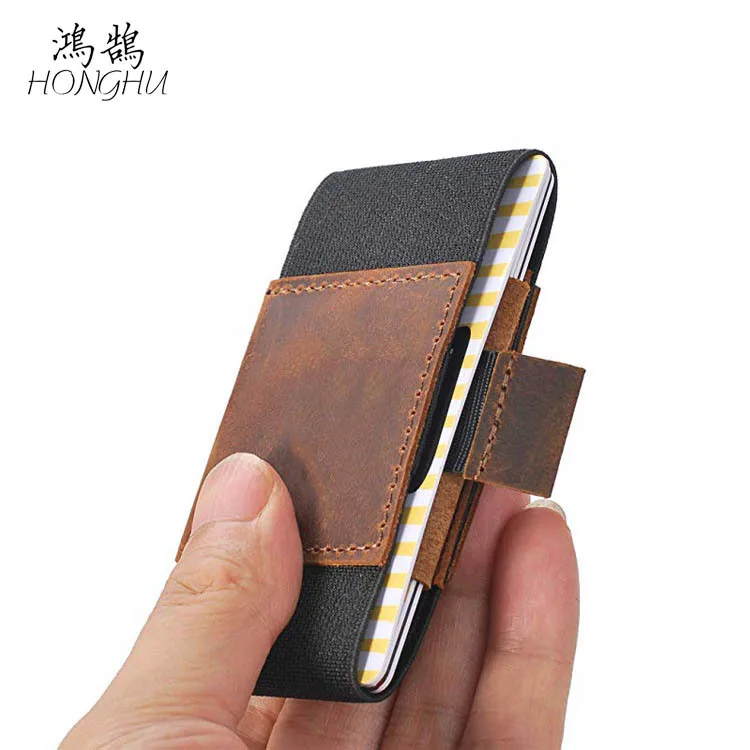 

Ultra-Thin Elastic Band Genuine Leather Card Bag Elasticity Wallet Cowhide Pull-out Card Clamp Wallet