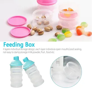 

Portable four-layer transparent milk powder box detachable Milk Powder Dispenser Storage Feeding Box for Baby Kids