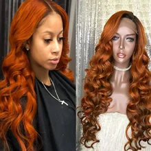 Омбре оранжевый цвет волна парики 360 кружева передние человеческие парики с детскими волосами 180 250 плотность предварительно выщипанные отбеленные узлы медовый блонд