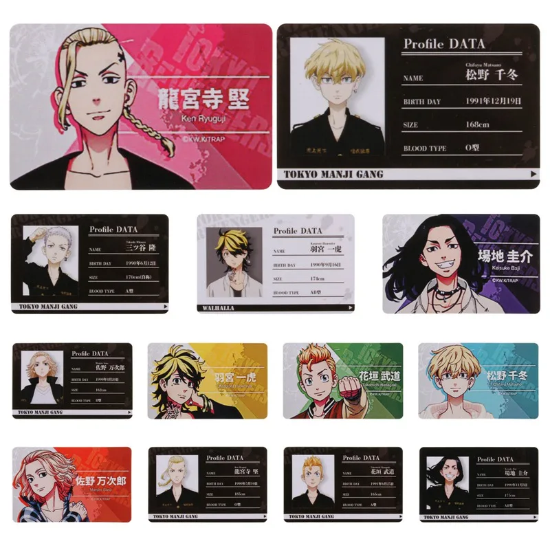 Anime Tokyo Revengers Ken Ryuguuji Chifuyu Matsuno Collective Card High Quality Student ID Card Comic Fans Cosplay Props