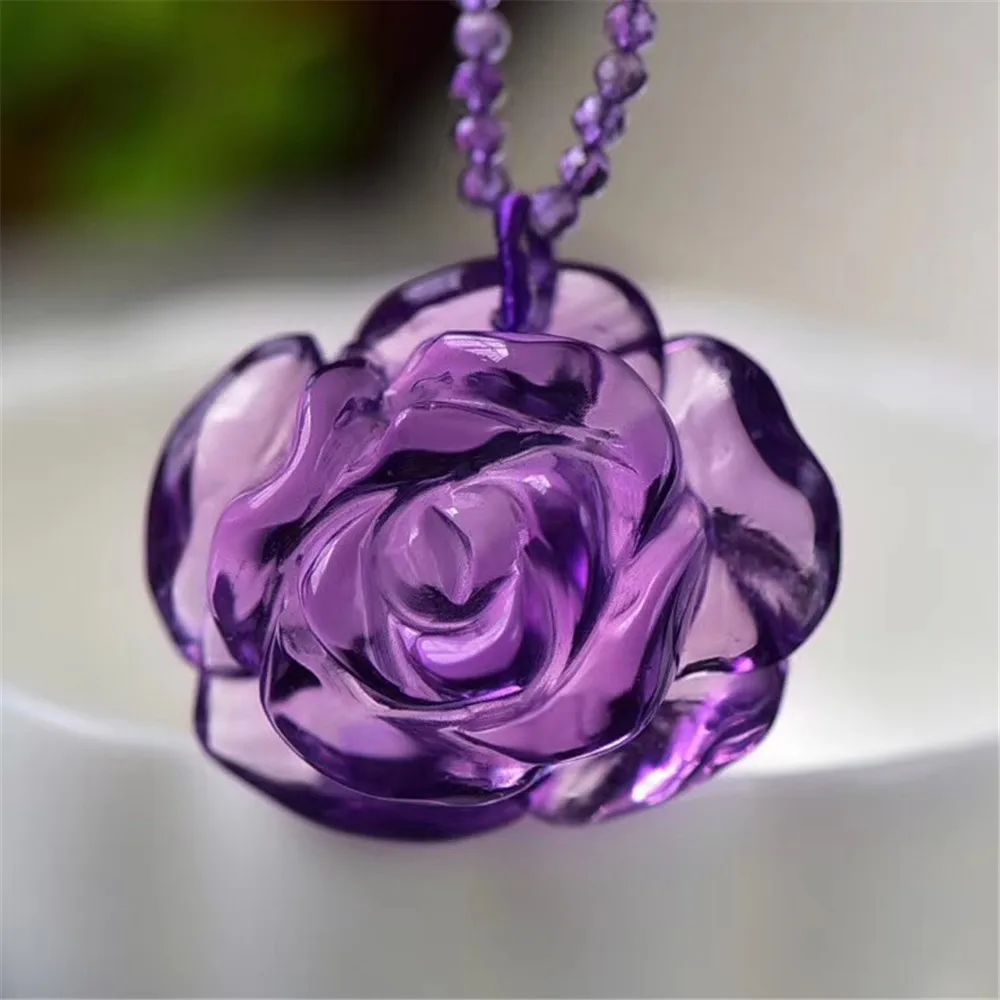 Amethyst Flower Carved Pendant  (3)