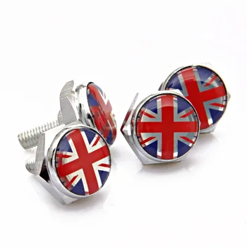 

UK Flag Emblem Car License Plate Bolts Frame Screws For Lexus Bmw E60 Vauxhall Insignia Audi A4 B8 Volkswagen Peugeot 2008 307