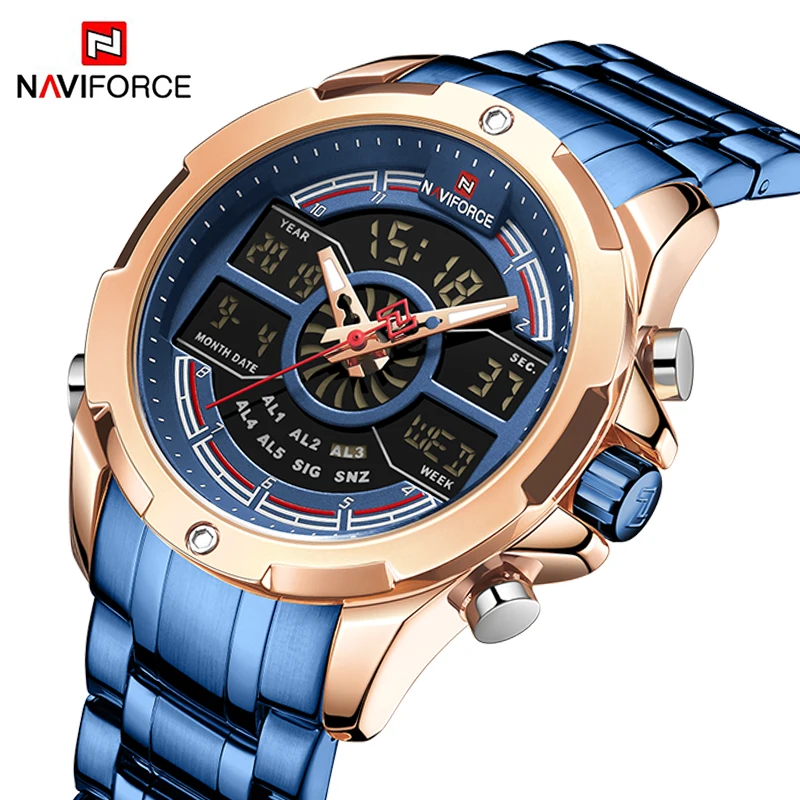 Новые роскошные брендовые NAVIFORCE мужские часы модные водонепроницаемые цифровые