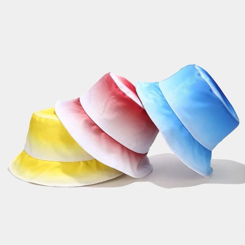 

2021 New Gradient Color Fisherman Hat Summer 3D Casual Bucket Hat Outdoor Hiking Hat Sun Protection Hat Unisex Panama Bob Cap