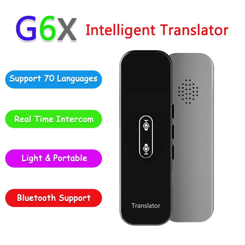 

G6X Translator Portable 70 Languages Smart Instant Voice Text BT APP Photograph Translate Language Learning Travel Business