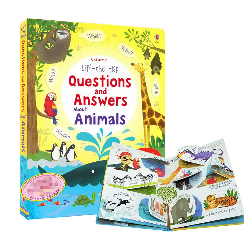

Lift the Flap Questions and Answers about Animals English Educational Picture Books Kids Children Story Reading Book