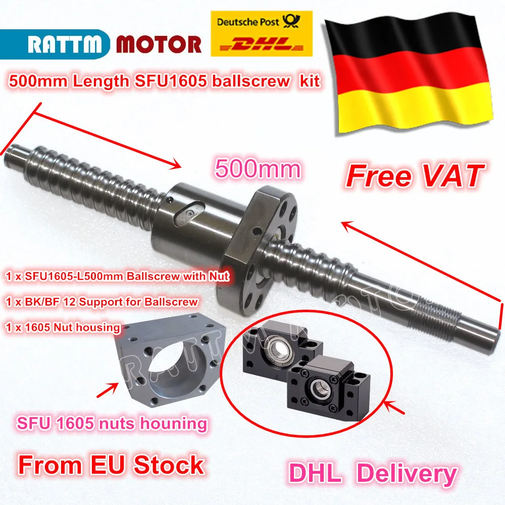 EU Free VAT SFU1605 Ballscrew-L500mm end BK/BF12 Machined with nut &amp End Support Nut housing CNC router machine | Обустройство