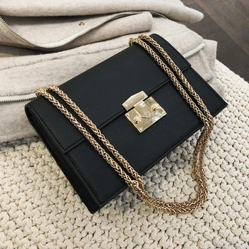 

Elegant Female Small Square Bag 2019 Fashion New Quality PU Leather Women's Designer Handbag Lock Chain Shoulder Messenger bags