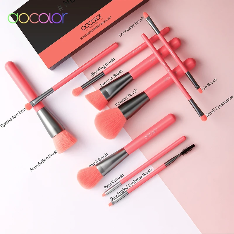 Docolor 10/15 шт неоновый персиковый макияж кисти мягкие из синтетического волоса