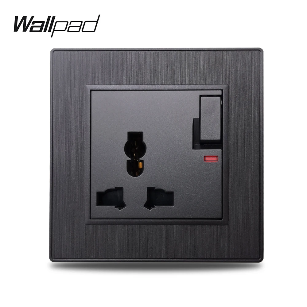 Настенная розетка Wallpad S6 13A UK электрическая с 3 плоскими штифтами черная