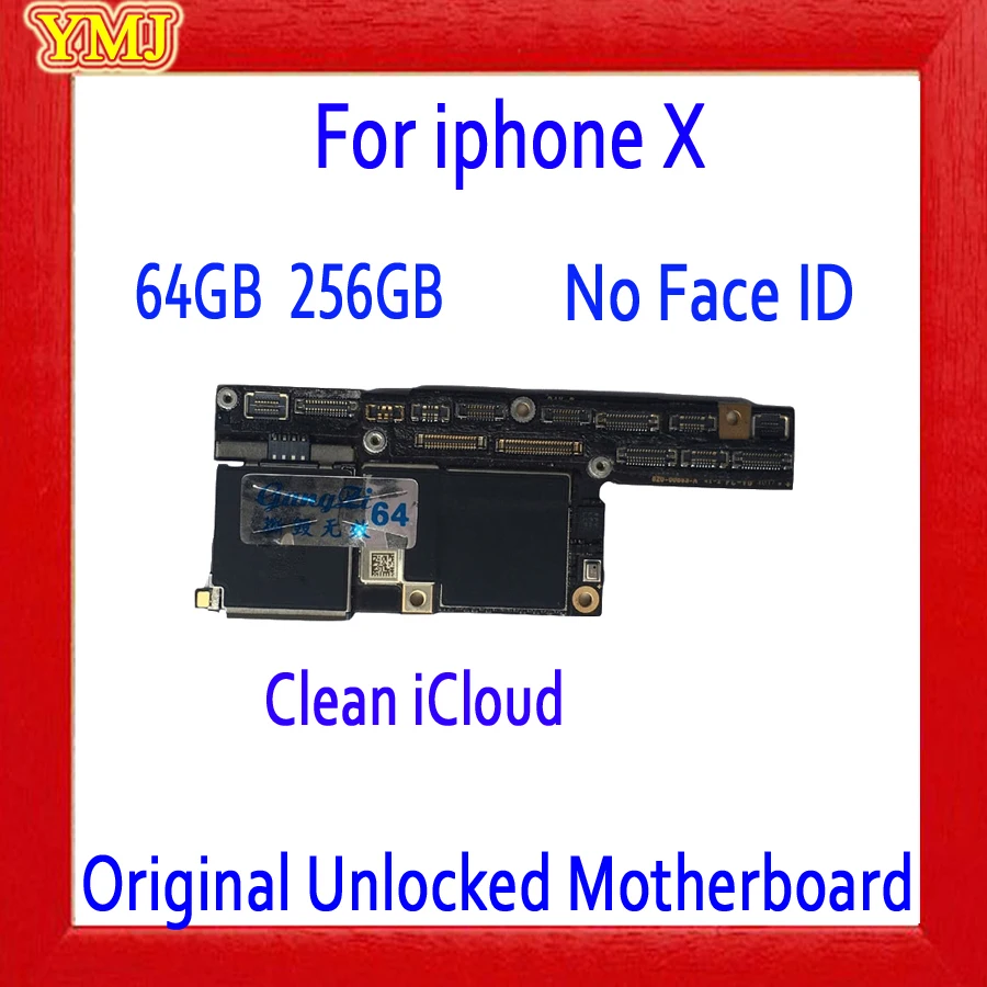 

100% Original Unlocked Mainboard 64GB 256GB For IPhone X Motherboard With/No Face ID Logic Board Clean ICloud Good Tested Workin