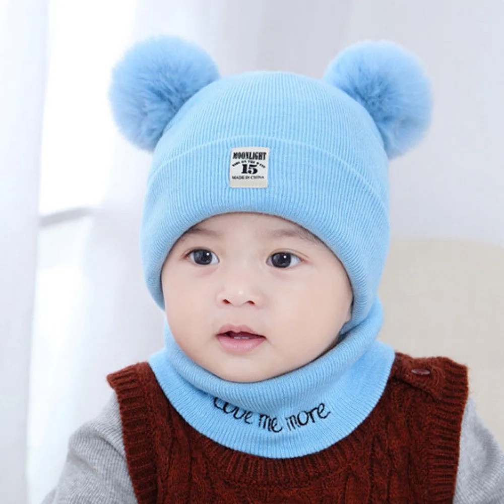 Newborn Kid Hat Baby Boy Girl Pom Hat Winter Warm Knit Crochet Beanie Cap Scarf Set Knitting Wool Hemming Caps 0-12 Months C800# - Image 6