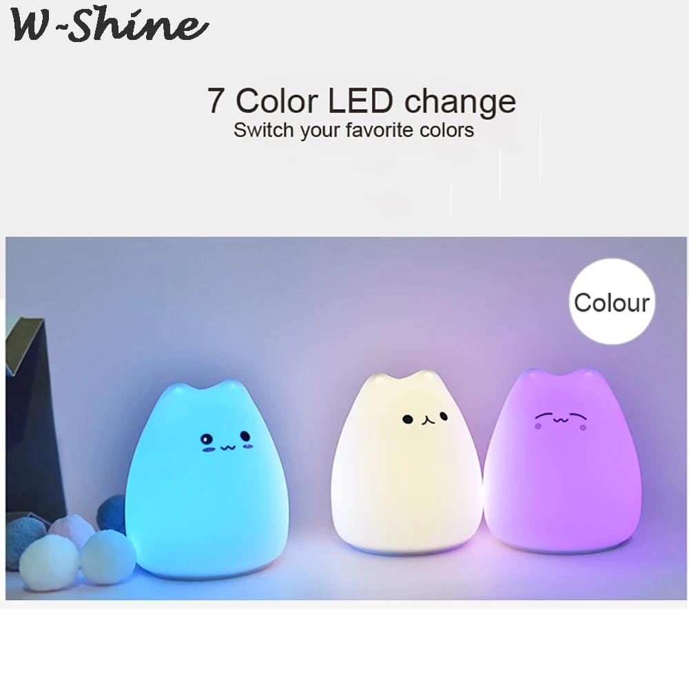  7 Color Changing LED Night Light Dream Cute Cat Night Lamps For Kids Bedroom Decorate Desk Lights G - 4000128191728