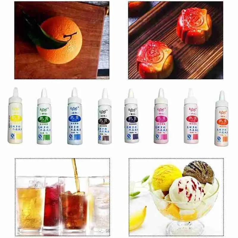 New 8 Flavors Food Coloring Cake Fondant Macaron Dessert Decal Decor Kebab Fruit Powder Pigment Baking Color Decoration Tools
