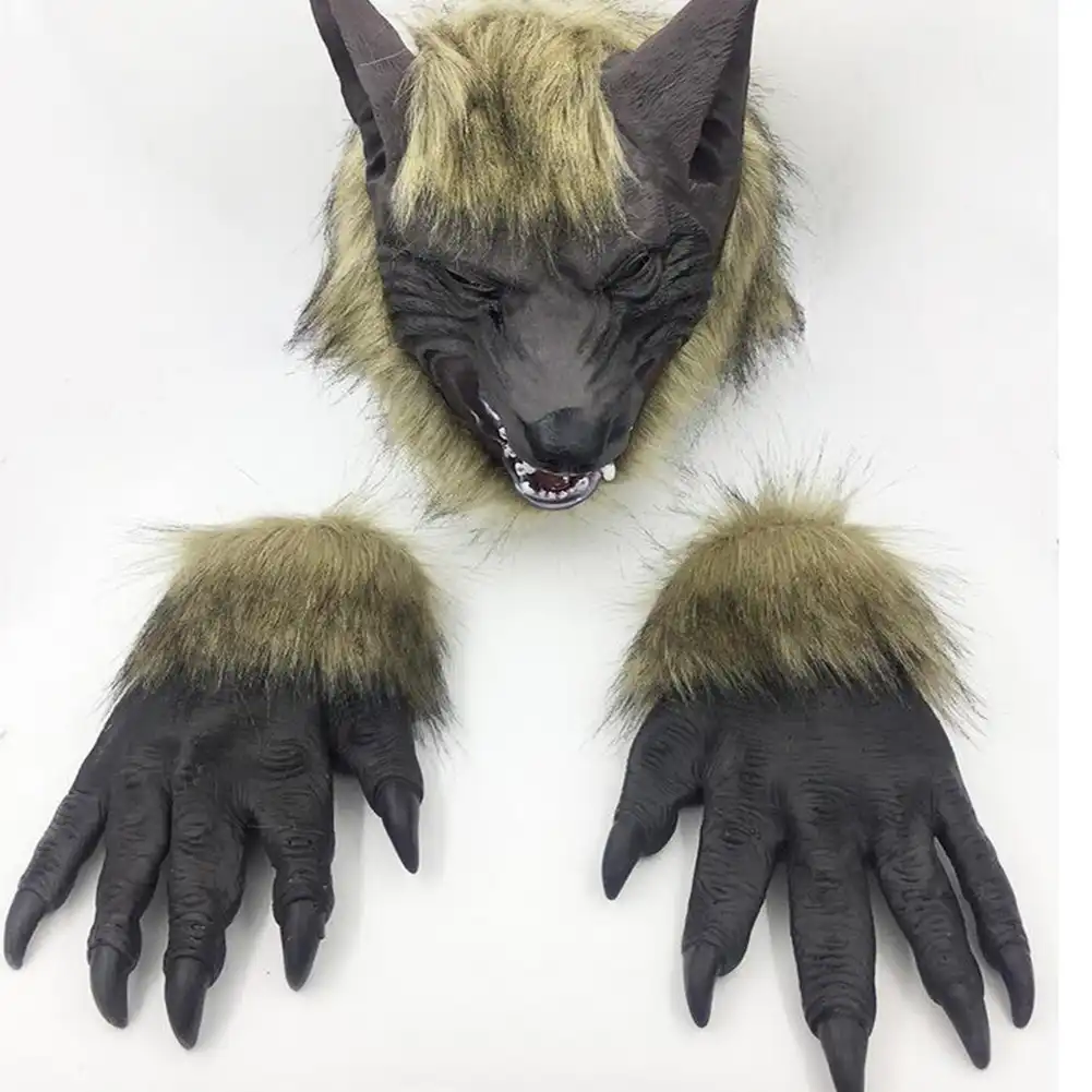 wolf head mask halloween scary full face werewolf mask for