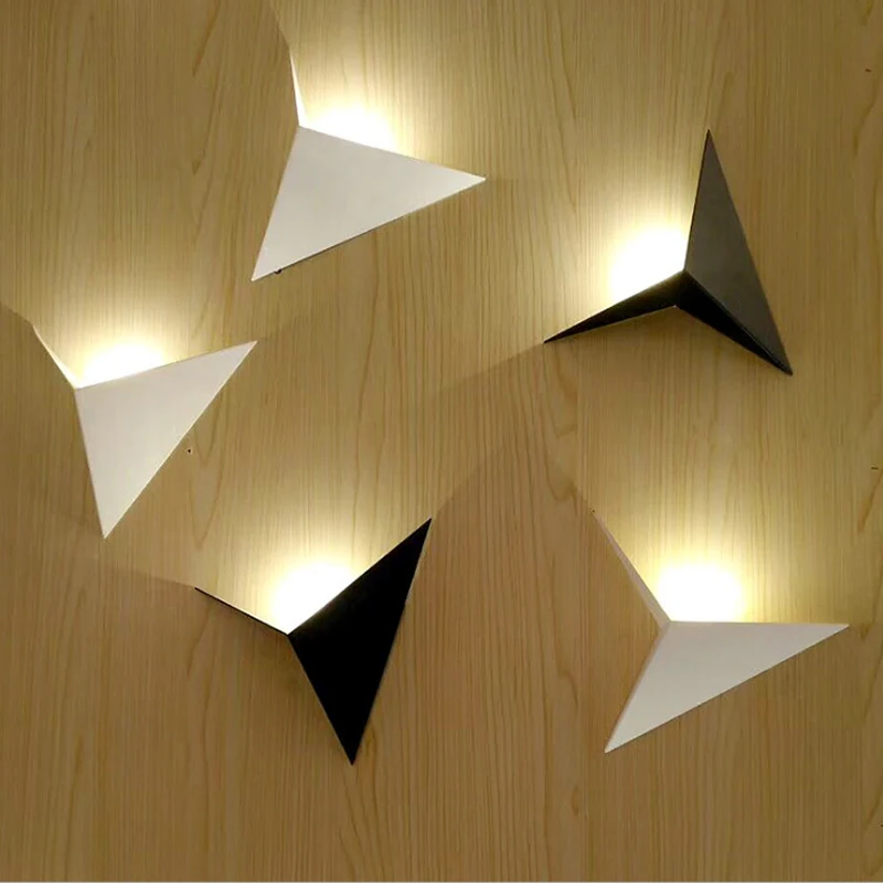 

Creative triangle wall lamp led light AC85-265V 3W modern bedroom bedside livingroom restaurant sconce light background lighting