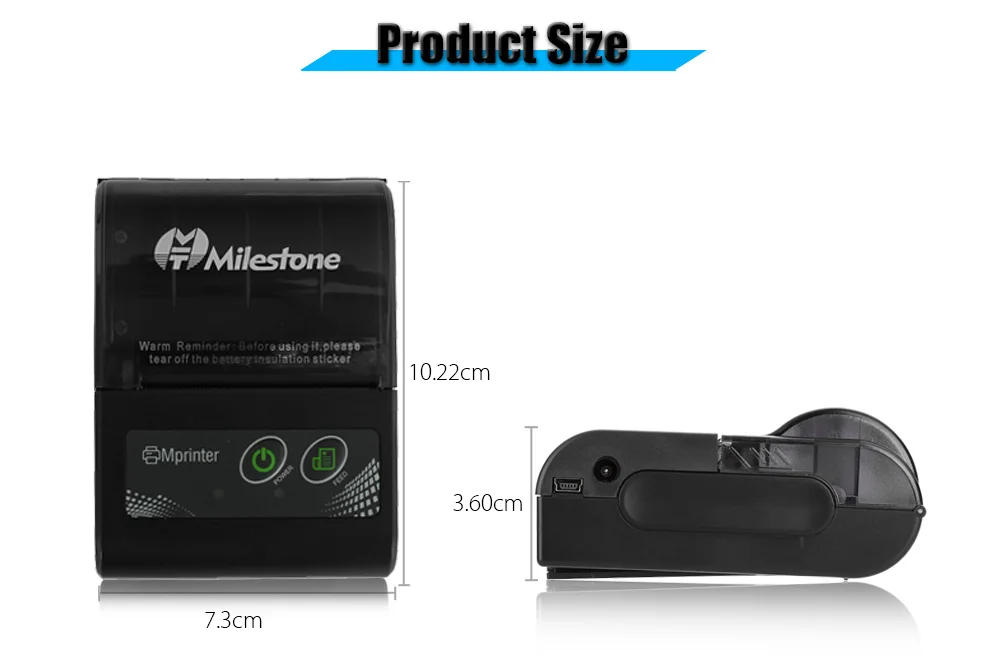 Milestone термопринтер чековый Bluetooth беспроводной билетный мини принтер карманный портативный USB Windows Android IOS 58 мм 2 дюйма pos