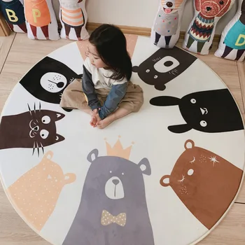 

Round Children's Rugs for Bedroom Anti-slip Bathroom Floor Mat Bedroom Decor Carpets Yoga Mat Outdoor Rug Porch Rug