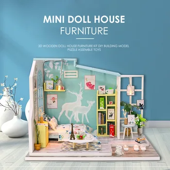 

Wooden Assembly Toys Furniture Kit Accessories DIY Handmade Doll House Handmade Educational for Children Gifts