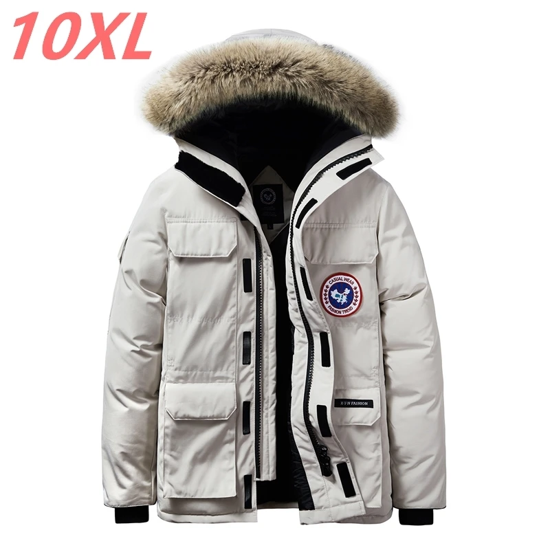 10XL 8XL Высококачественная Мужская парка с большим меховым воротником и хлопковой подкладкой, мужское пальто, теплая Толстая куртка, Мужская ветрозащитная верхняя одежда