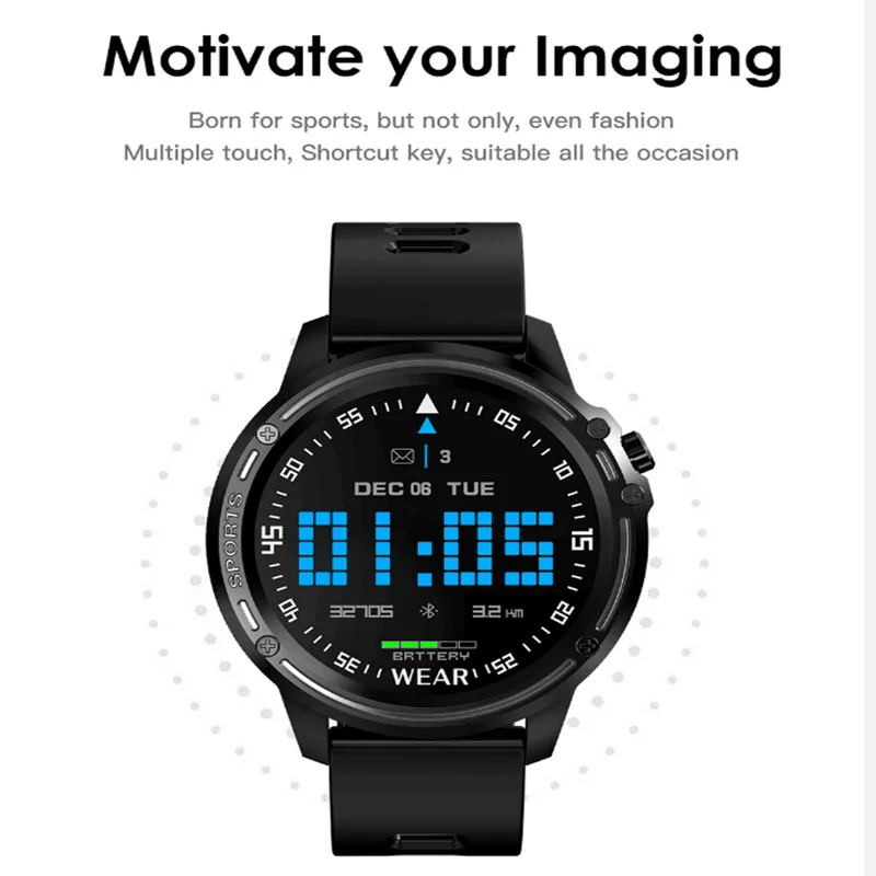 

Round Screen Smart Watch L5 Heart Rate Monitor Fitness Tracker Multi Sports Modes Calories Counter Call Reminder Bluetooth