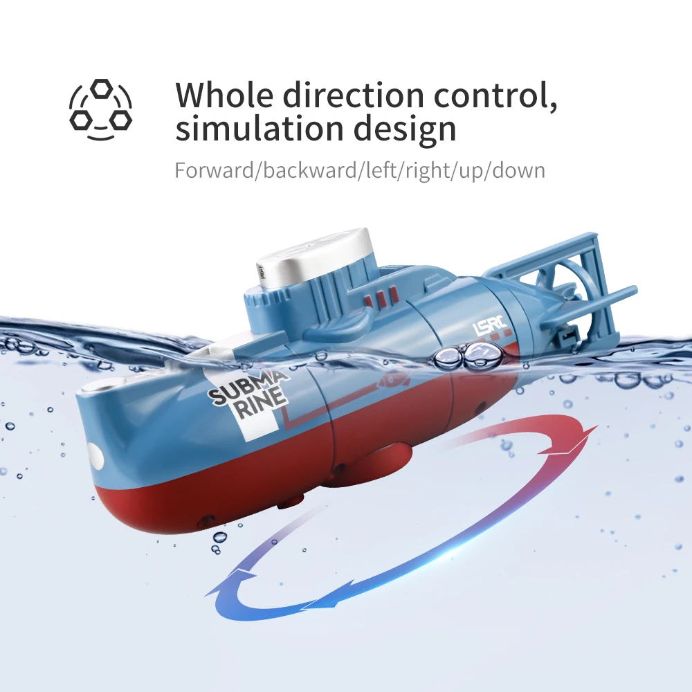 LSRC 6CH Mini RC Submarine With LED Light High Speed Waterproof Simulation Floating Model Electric Water Boat Gift Toys for boys 4