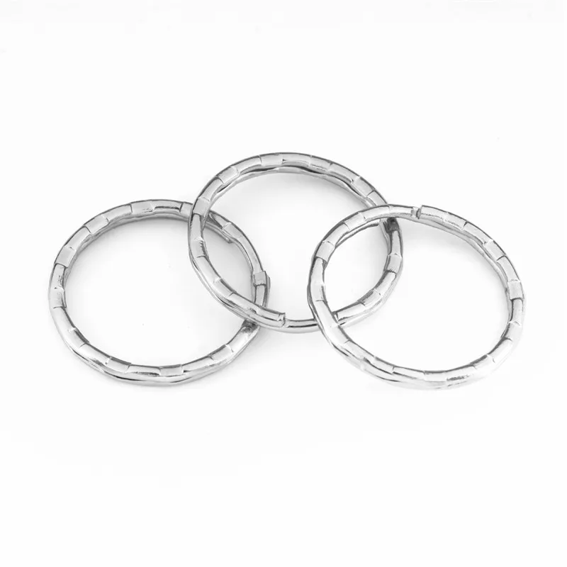 30pcs Wholesale Stainless Steel Hole Key Ring Key Chain Rhodium Plated Bump Round Split Keychains DIY Jewelry Making  20 25 30mm