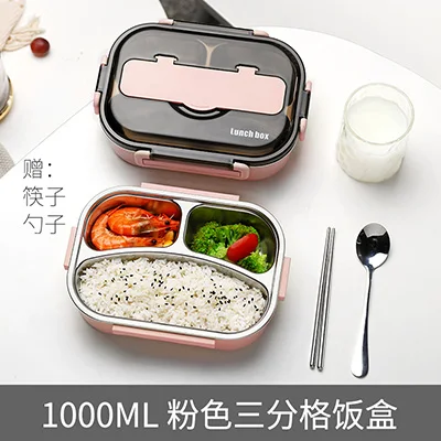1000 мл здоровый жизнь японский контейнер для обеда стиль Benta коробка с палочки для еды и ложки бесплатно открытый контейнер для хранения еды - Цвет: Pink