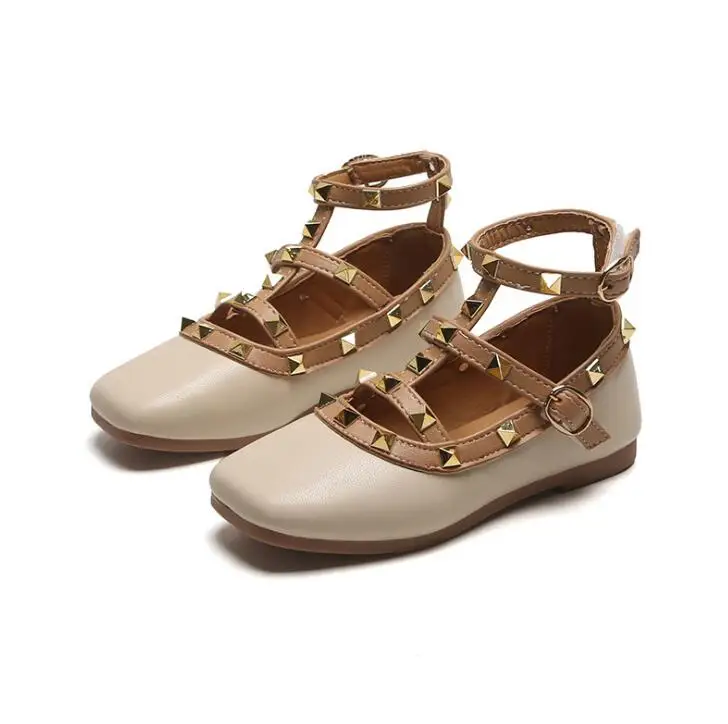 

Brand Girls Flat Shoes With Rivet Autumn New Fashion Pu Leather Children's Shoes Princess Party Shoes Girls Sandals Size 21-30
