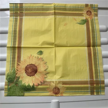 

New Design cute table napkin paper tissue sunflower printed floral decoupage hotel patry festive decorative patterned food-grade