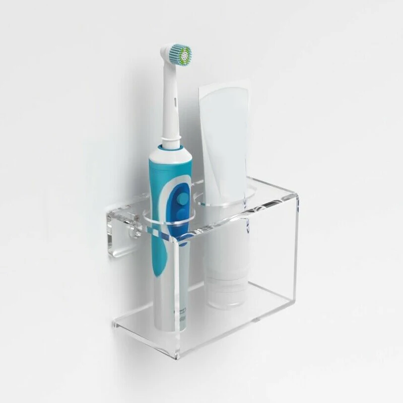 Wall Mounted Clear Electric Toothbrush Toothpaste Holder Rack Bathroom Organiser 