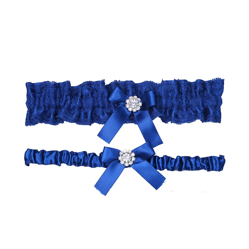 Royal Blue Wedding Garters Set Lace Rhinestone Floral Sexy Garters For Women Bride Thigh Ring Bridal Leg Garter Garters Aliexpress
