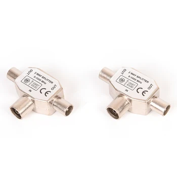 

2 Way TV T Splitter Aerial Coaxial Cable Male to 2x Female Connectors Adapter