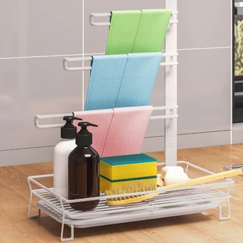 

Kitchen Rack Countertop Rag Drain Rack Storage Rack Multi-Function Dishcloth Sponge Finishing Rack Hanger